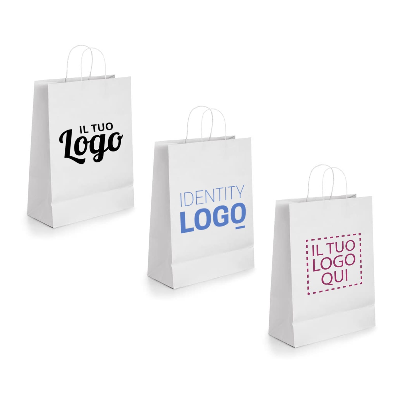 Shopper di carta personalizzati, stampa logo a 1 colore fronte+retro | manico ritorto, carta bianca - immagine 7