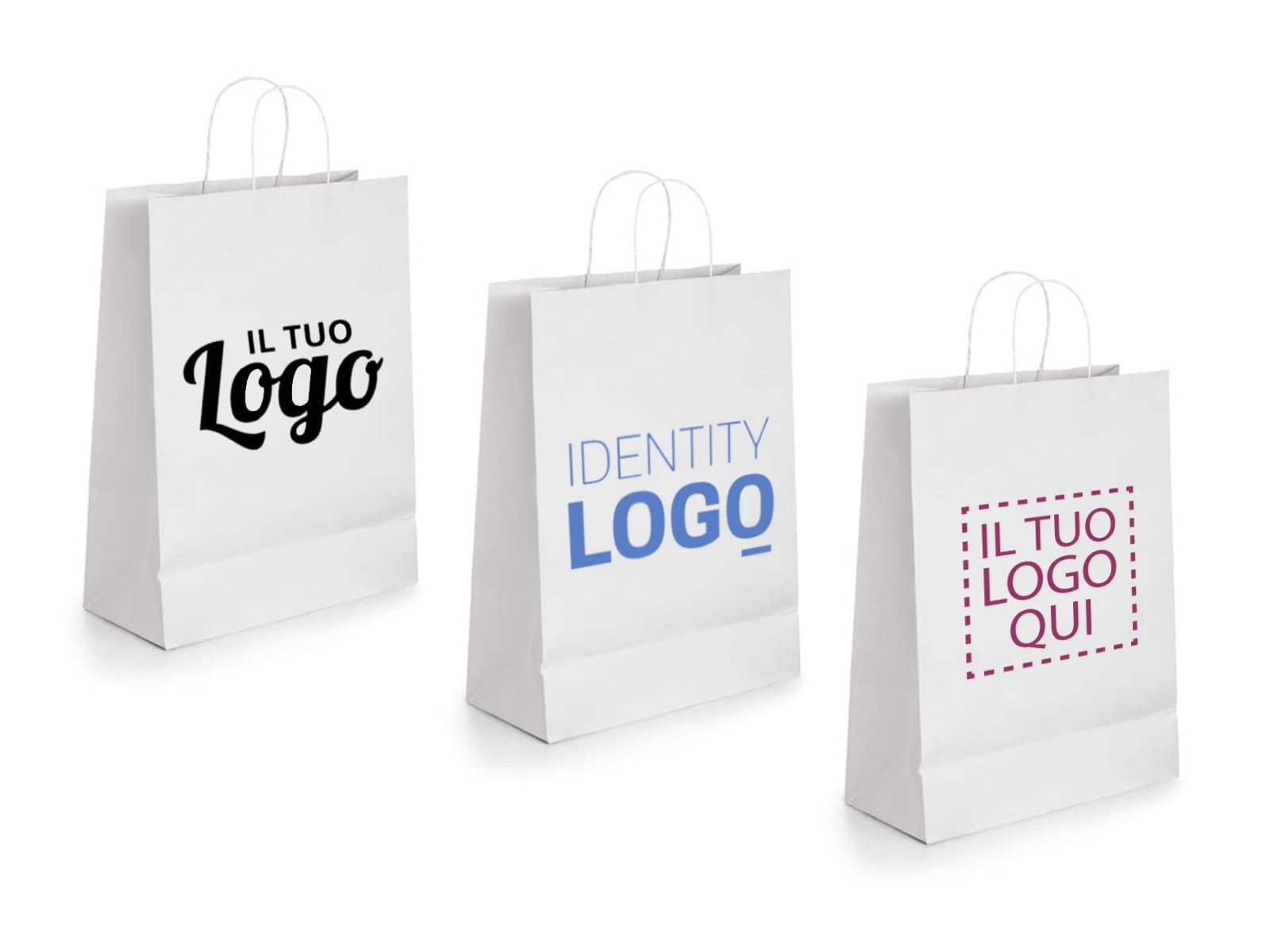 Shopper di carta personalizzati, stampa logo a 1 colore fronte+retro | manico ritorto, carta bianca - immagine 8